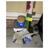 MISC GROUP OF ITEMS, HALF BAG OF ROCK, BUCKET OF S