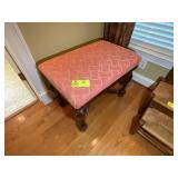 VINTAGE DRESSING BENCH WOOD FRAME UPHOLSTERED TOP,