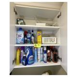 GROUP OF CLEANING SUPPLIES TOP SIDE RIGHT CABINET