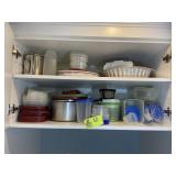 CABINET WITH ASSORTED PLASTIC STORAGE CONTAINERS