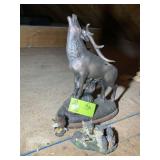 ELK, WOLF AND EAGLE FIGURINES, ELKS ANTLERS HAVE B
