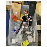 TOTE WITH MISC HOUSEHOLD ITEMS, EASY LIFTER, FURNI