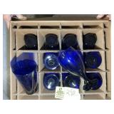 NOVICA BLUE COBALT GLASS WATER PITCHER AND BLUE CO