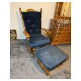 UPHOLSTERED SEAT/BACK WOODEN GLIDER ROCKER WITH OT