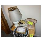 GROUP INCLUDING TWO TABLE LAMPS 12 IN TALL, PHONE,