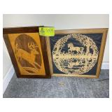 FRAMED HORSE THEMED WALL DECOR APPROX 16 IN SQ, AN