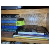 SHELF WITH PRESIDENTIAL BOOKS, VINTAGE MAGAZINES A