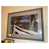 FRAMED AND MATTED MOUNTAIN SCENE PRINT, 39 IN X 29