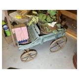 DECORATIVE WAGON AND ARTIFICIAL FLOWERS
