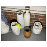 GROUP OF DECORATIVE VASES, 8 IN TO 17 IN TALL