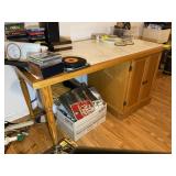 SINGLE PEDESTAL GATE LEG OFFICE DESK WITH TWO DOOR