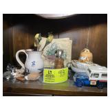 GROUP OF DECORATIVE ITEMS, DUCK FIGURINES, AVON BO