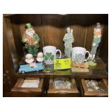 GROUP OF DECORATIVE FIGURINES AND SALT AND PEPPER