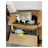 TWO BOXES OF ASSORTED PITCHERS AND PLASTIC CUPS