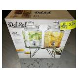 DEL SOL SET OF 2 COLD BEVERAGE DISPENSERS WITH MET