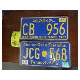 PAIR OF LICENSE PLATES, ALASKA AND PENNSYLVANIA