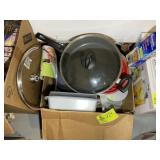 GROUP OF POTS, PIE PANS, BAKING PANS