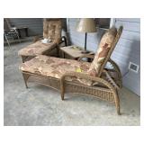 PAIR OF PLASTIC WICKER LOUNGE CHAIRS