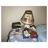 TABLE LAMP 15 IN TALL, TISSUE HOLDER, ETC