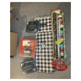 GROUP OF HOLIDAY STORAGE BAGS, WREATHS, WRAPPING P