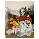 LARGE GROUP OF ARTIFICIAL FLOWERS AND WREATHS