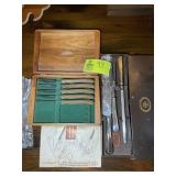 KINGS OF SHEFFIELD CARVING SET AND CUTCO KNIFE BOX