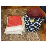 GROUP INCLUDING BEAN CUBE, THROW PILLOWS, TABLE CL