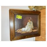 FRAMED NATIVE AMERICAN AND STAGECOACH THEMED PRINT