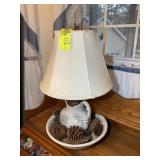 WASH BOWL AND PITCHER ELECTRIC LAMP 28 IN TALL