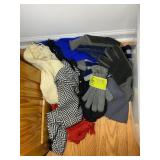 GROUP OF TOBOGGANS, SCARVES, GLOVES, SOME APPEAR H