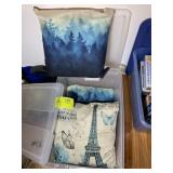 TWO TOTES OF DECORATIVE THROW PILLOWS