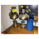PAIR OF ELECTRIFIED OIL LAMP STYLE LAMPS 18 IN TAL