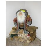 GROUP OF STUFFED BEARS AND SANTA CLAUSE 26 IN TALL