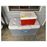 TWO COOLERS, ONE WITH DAMAGE