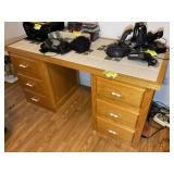 6 DRAWER TILE TOP DUAL PEDESTAL OFFICE DESK, 3 PIE