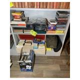 TWO SHELVES OF MISC. 8 TRACKS, CASSETTES, AND CDS