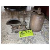 A VINTAGE P WEIGHT, AND SMALL COUNTERTOP SCALE