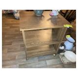 A 3 TIER ROLLING MICROWAVE CART, 25IN X 19IN X 30