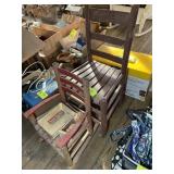 CHILDS ROCKING CHAIR AND WOODEN LADDERBACK CHAIR