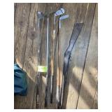 GROUP OF WOOD AND METAL SHAFT PUTTERS