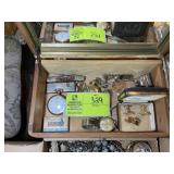 GROUP OF COSTUME JEWELRY, POCKET WATCHES, KNIVES,
