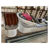 WICKER LOUNGER AND CHAIR, NO CONTENTS