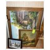 PAIR OF PICTURES ONE OF MIL WITH WOODEN FRAME 41in