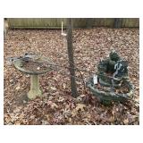 CONCRETE FOUNTAIN AND BIRDBATH