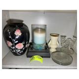 BOTTOM LEFT UPPER SHELF INCLUDING CANDLE HOLDERS A