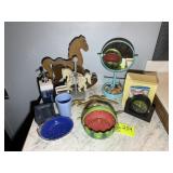 GROUP OF DECORATIVE ITEMS, SOAP, DISPENSER, COUNTE