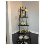 CONTENTS OF CORNER SHELF; INCLUDING TEAPOTS, CREAM