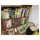 BOTTOM TWO SHELVES WITH BOOKCASE VARIOUS TITLES AN
