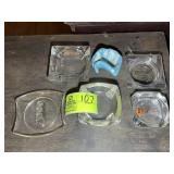 GROUP OF CLEAR GLASS ASHTRAYS