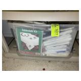 TOTE WITH VILLAGE LINENS, CROSSTITCH TABLECLOTH PA